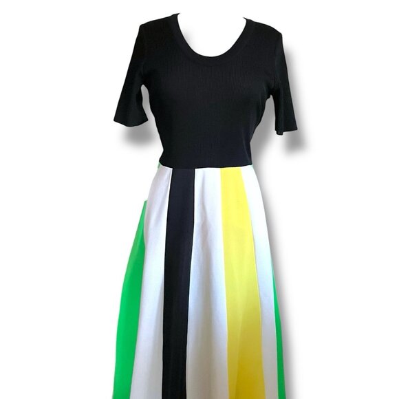 Vintage 1970s Dalton Womens Maxi Dress Sz M/L Mediun Large Black Green Yellow - Picture 3 of 10